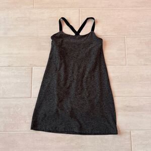 Beyond Yoga Spacedye Move It Dress Black Charcoal Built-In Shorts Criss-Cross S